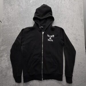 Lonely Hoodie Mens XL Black Full Zip Numb 2‎ Pain Gothic Wings Graphic